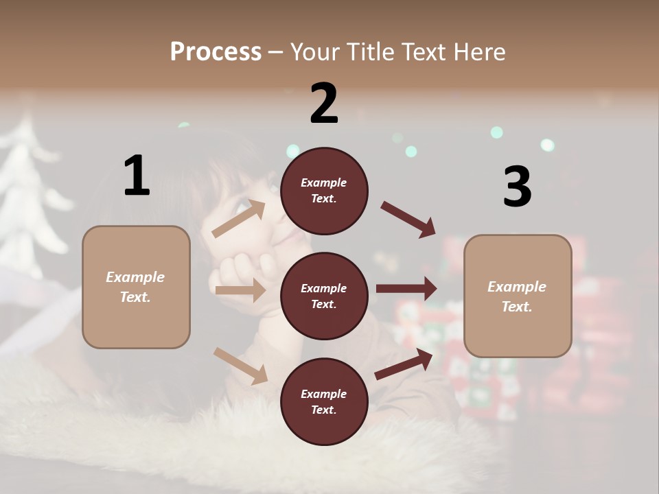 A Little Girl Sitting In Front Of A Christmas Tree PowerPoint Template
