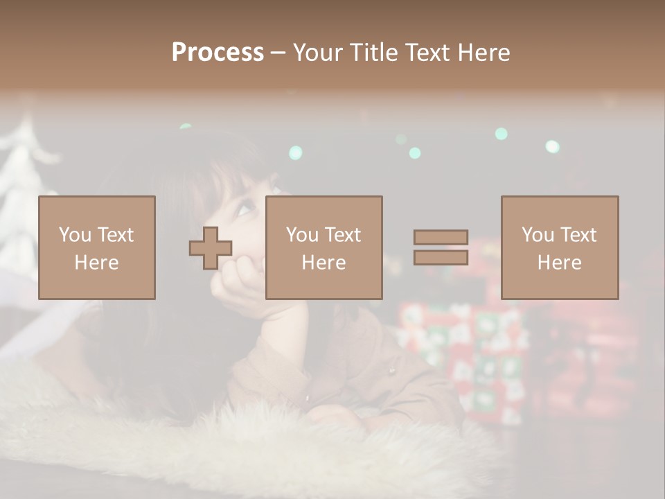 A Little Girl Sitting In Front Of A Christmas Tree PowerPoint Template