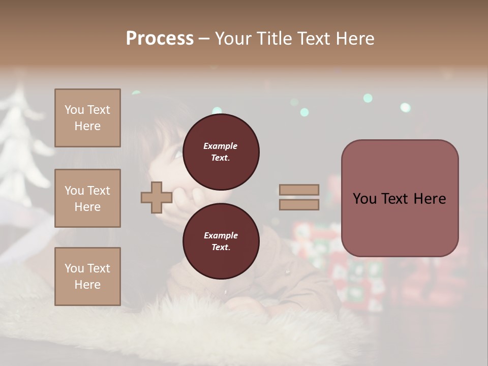 A Little Girl Sitting In Front Of A Christmas Tree PowerPoint Template