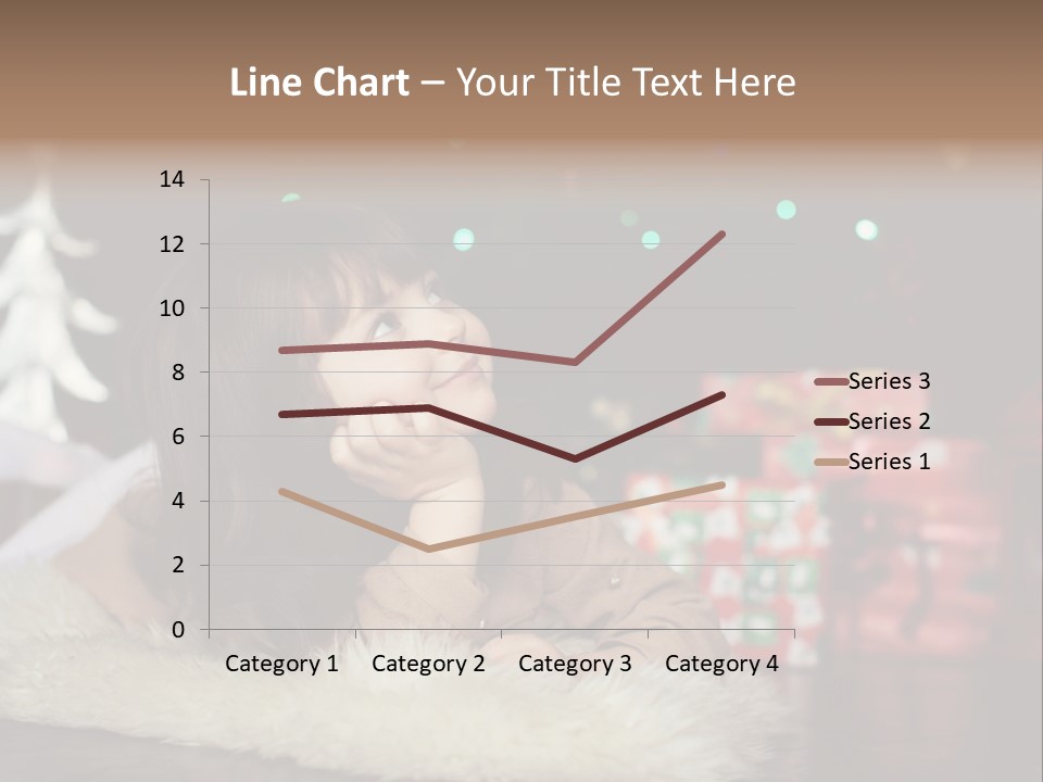 A Little Girl Sitting In Front Of A Christmas Tree PowerPoint Template