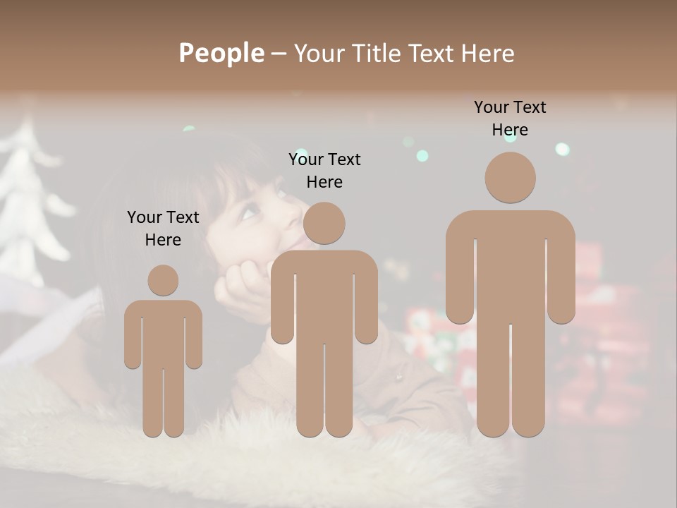 A Little Girl Sitting In Front Of A Christmas Tree PowerPoint Template