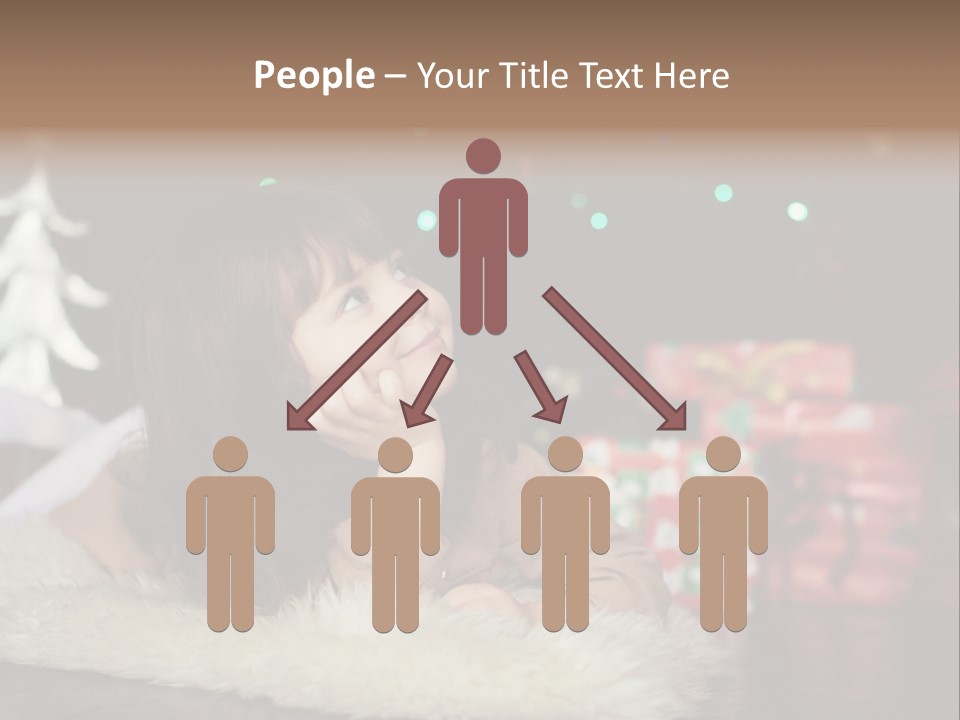 A Little Girl Sitting In Front Of A Christmas Tree PowerPoint Template