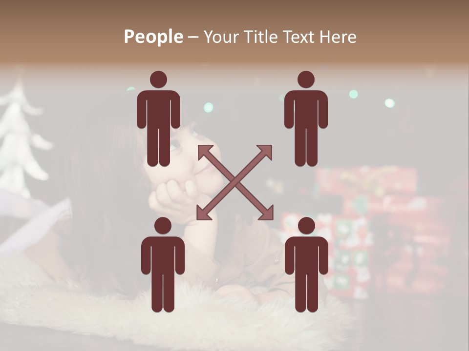 A Little Girl Sitting In Front Of A Christmas Tree PowerPoint Template