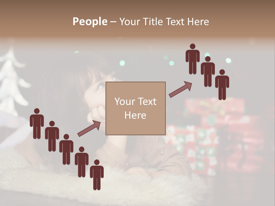 A Little Girl Sitting In Front Of A Christmas Tree PowerPoint Template