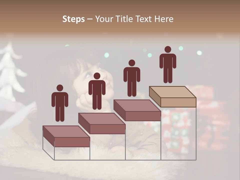 A Little Girl Sitting In Front Of A Christmas Tree PowerPoint Template