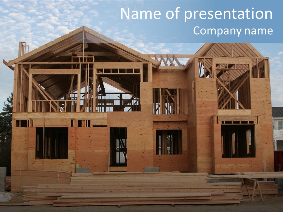 Plywood Facade Real Estate PowerPoint Template