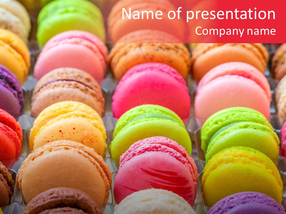 A Group Of Colorful Macaroons Sitting On Top Of Each Other PowerPoint Template
