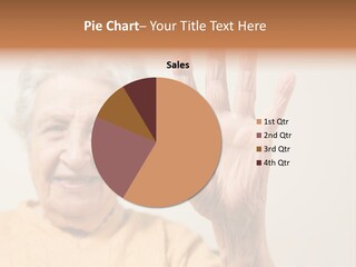 An Elderly Woman Holding Her Hand Up In The Air PowerPoint Template