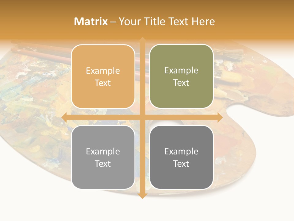 Three Paintbrushes And A Palette On A White Background PowerPoint Template