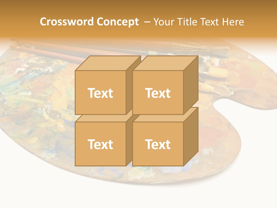 Three Paintbrushes And A Palette On A White Background PowerPoint Template