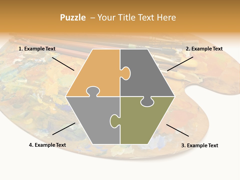 Three Paintbrushes And A Palette On A White Background PowerPoint Template