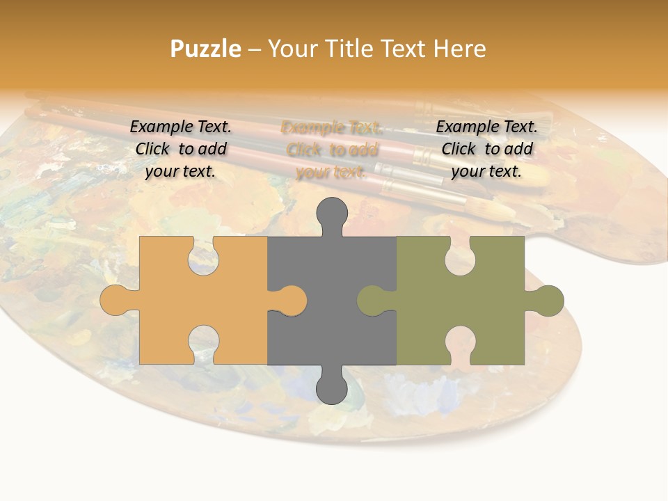 Three Paintbrushes And A Palette On A White Background PowerPoint Template