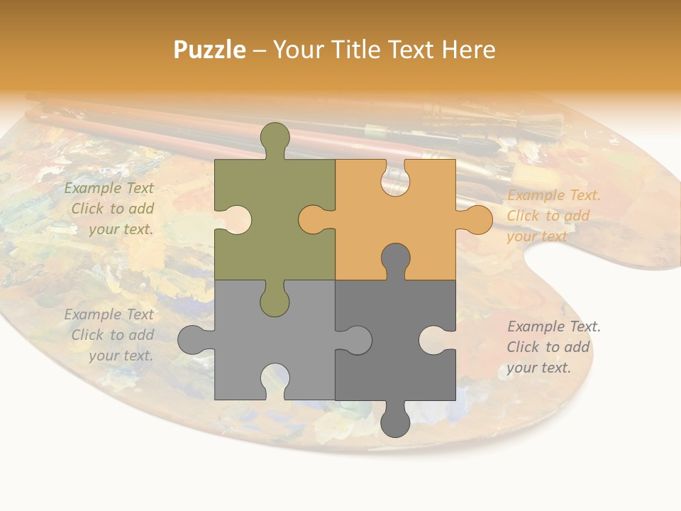 Three Paintbrushes And A Palette On A White Background PowerPoint Template