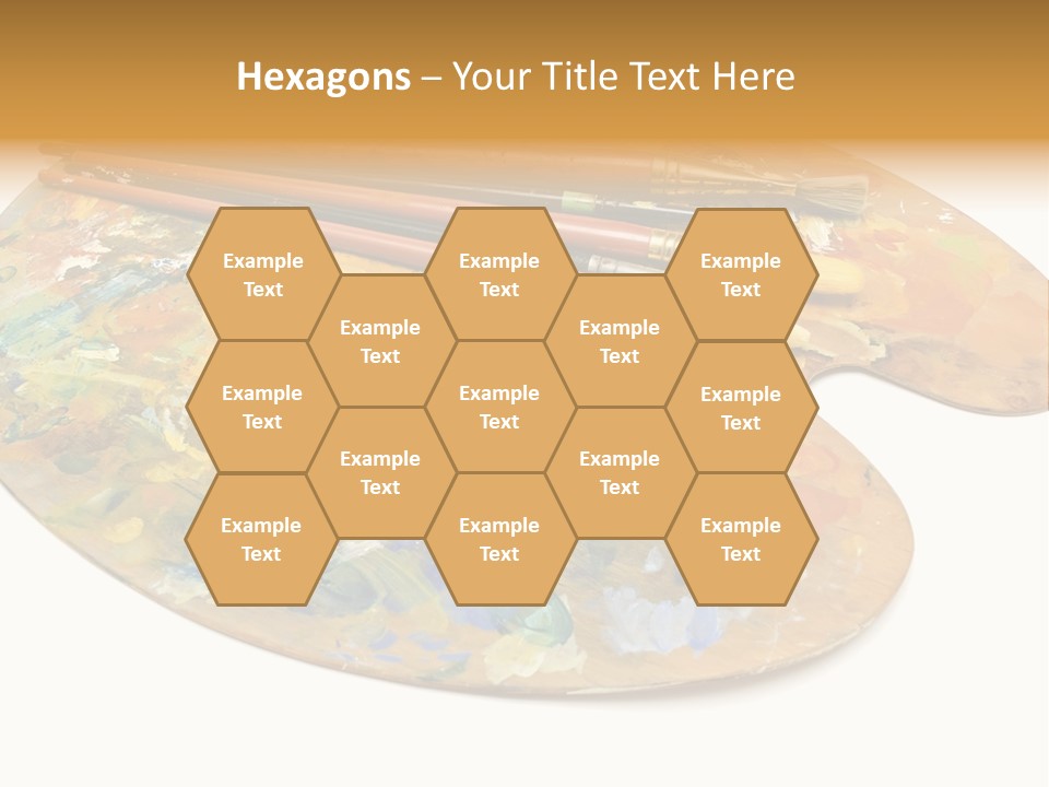 Three Paintbrushes And A Palette On A White Background PowerPoint Template