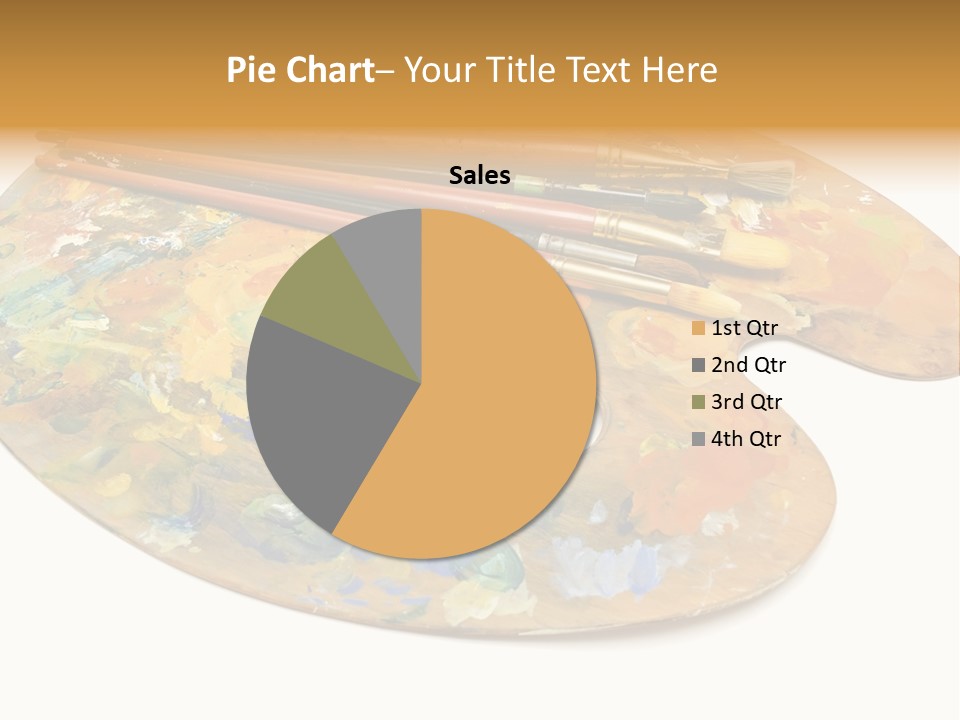 Three Paintbrushes And A Palette On A White Background PowerPoint Template