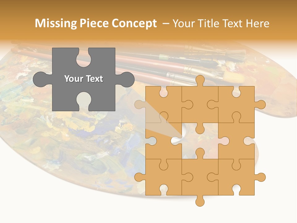 Three Paintbrushes And A Palette On A White Background PowerPoint Template