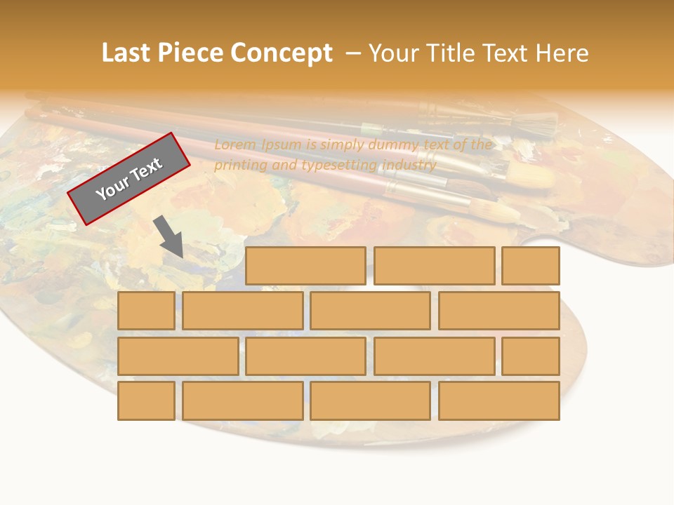 Three Paintbrushes And A Palette On A White Background PowerPoint Template