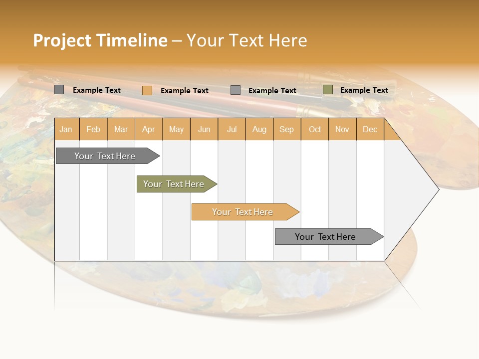 Three Paintbrushes And A Palette On A White Background PowerPoint Template