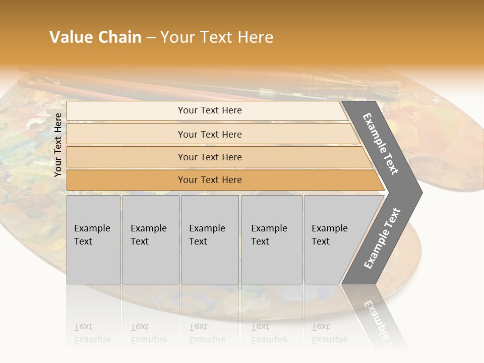 Three Paintbrushes And A Palette On A White Background PowerPoint Template