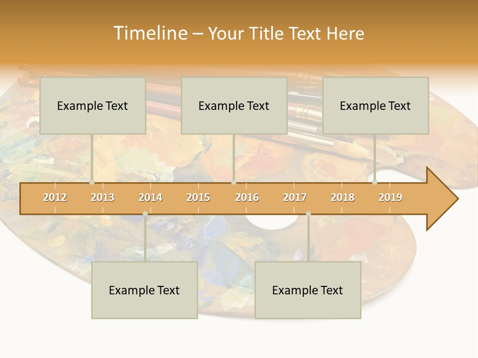 Three Paintbrushes And A Palette On A White Background PowerPoint Template