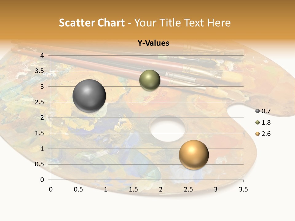 Three Paintbrushes And A Palette On A White Background PowerPoint Template
