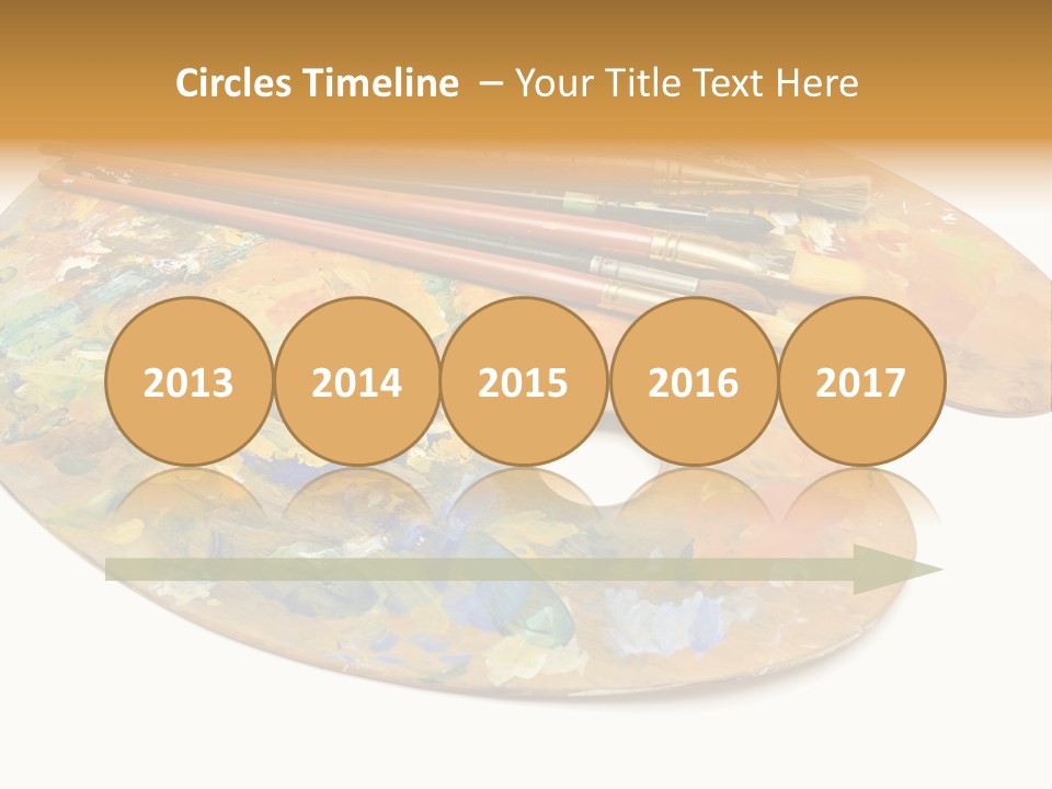 Three Paintbrushes And A Palette On A White Background PowerPoint Template