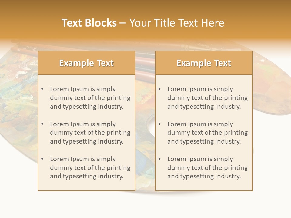 Three Paintbrushes And A Palette On A White Background PowerPoint Template