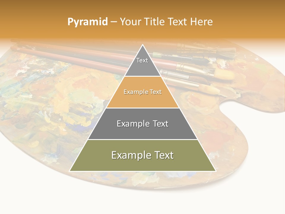 Three Paintbrushes And A Palette On A White Background PowerPoint Template