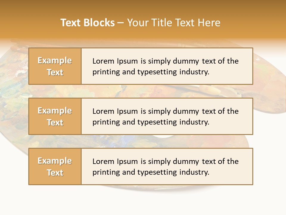 Three Paintbrushes And A Palette On A White Background PowerPoint Template