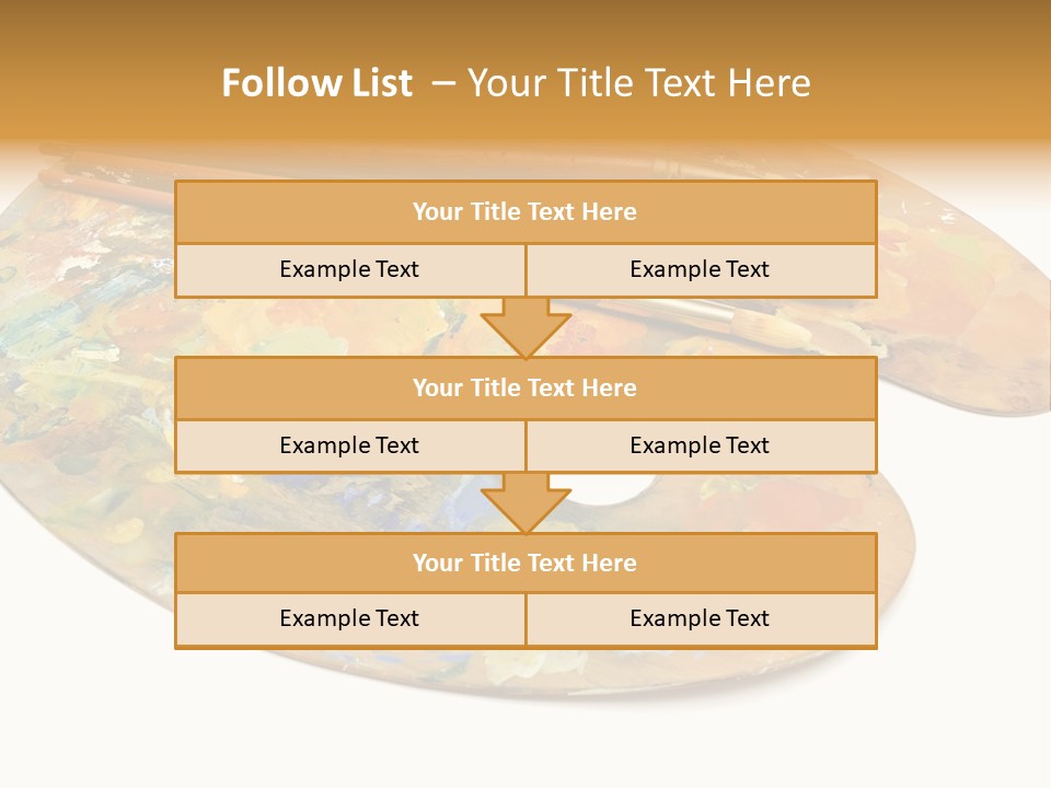 Three Paintbrushes And A Palette On A White Background PowerPoint Template