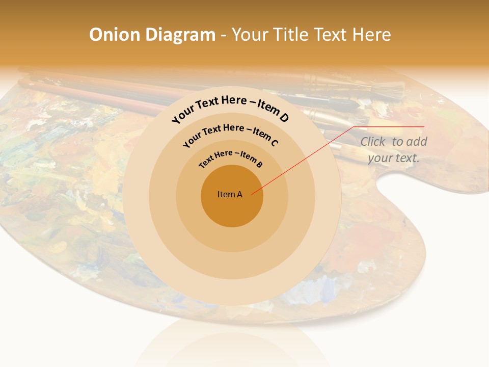 Three Paintbrushes And A Palette On A White Background PowerPoint Template