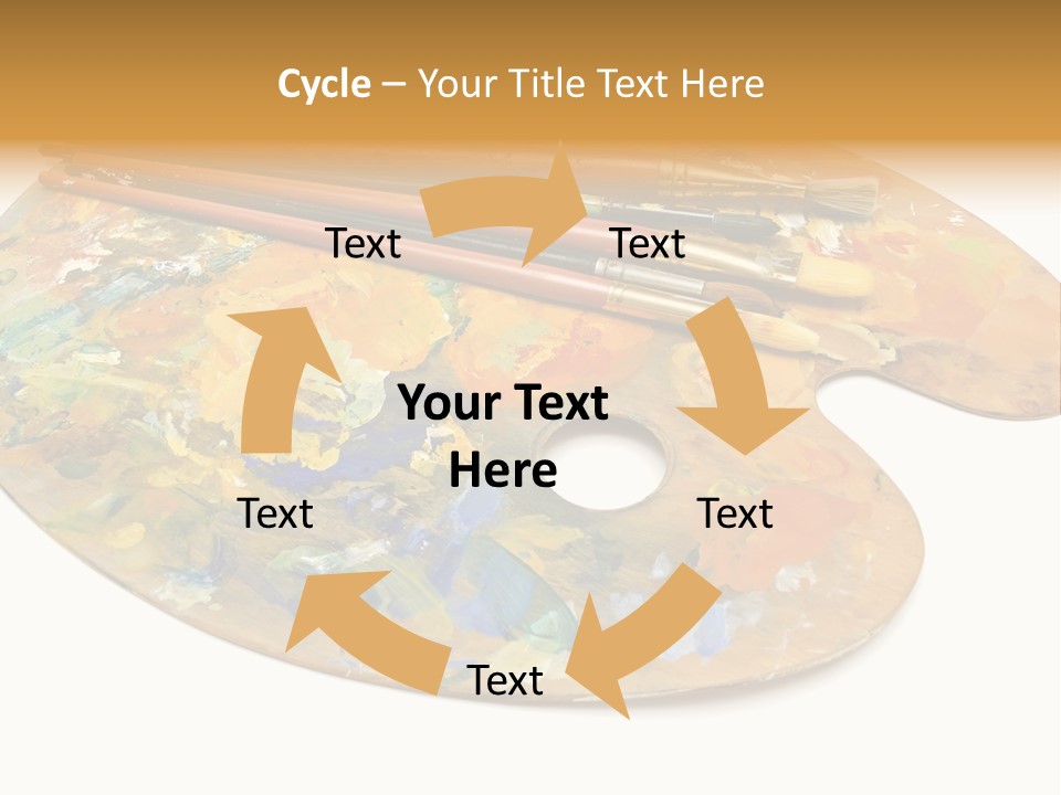Three Paintbrushes And A Palette On A White Background PowerPoint Template