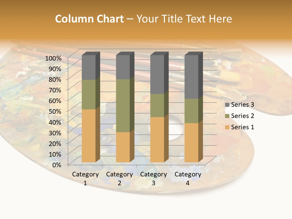 Three Paintbrushes And A Palette On A White Background PowerPoint Template