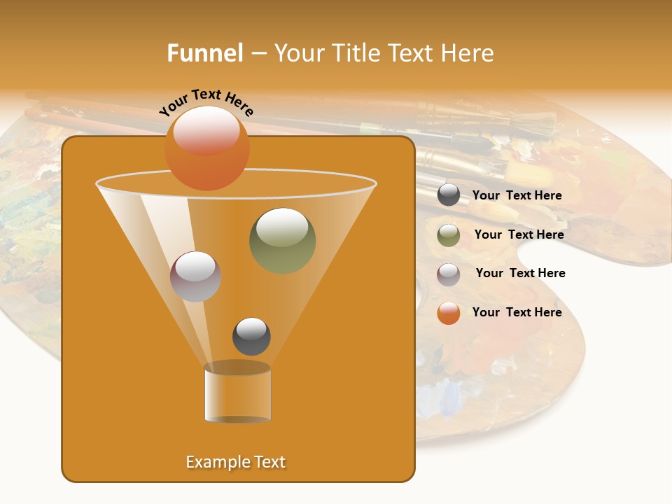 Three Paintbrushes And A Palette On A White Background PowerPoint Template