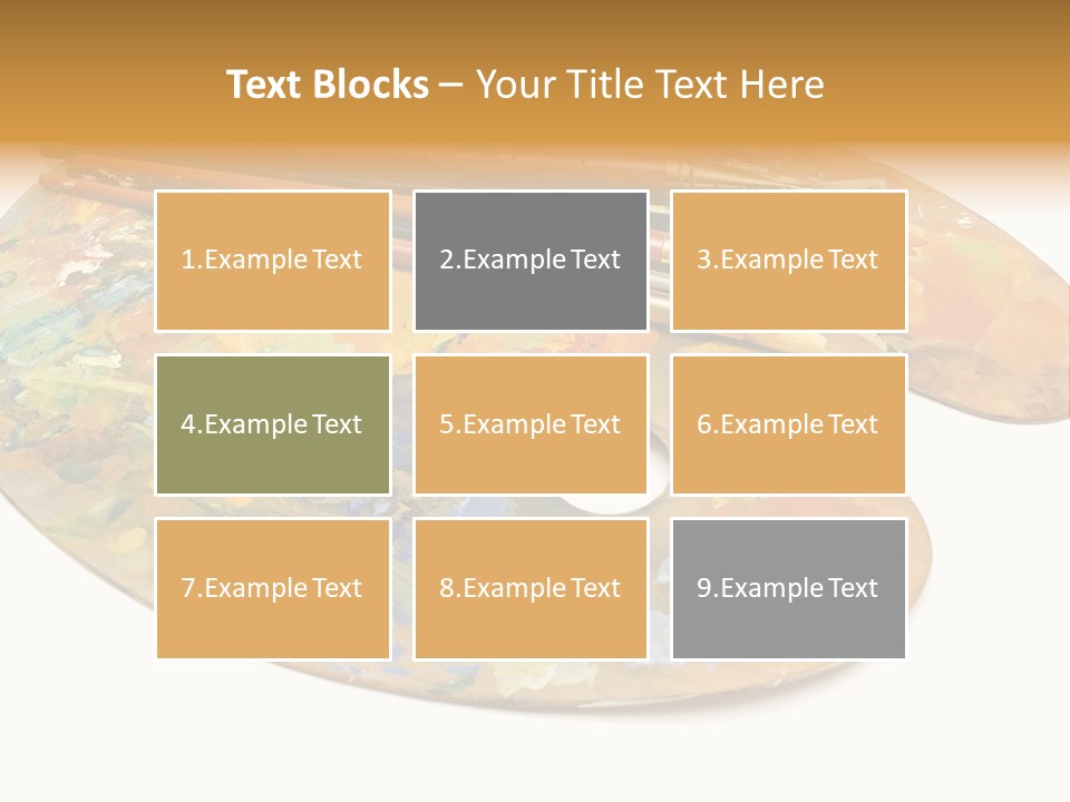 Three Paintbrushes And A Palette On A White Background PowerPoint Template