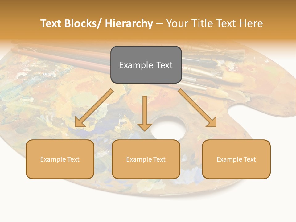 Three Paintbrushes And A Palette On A White Background PowerPoint Template