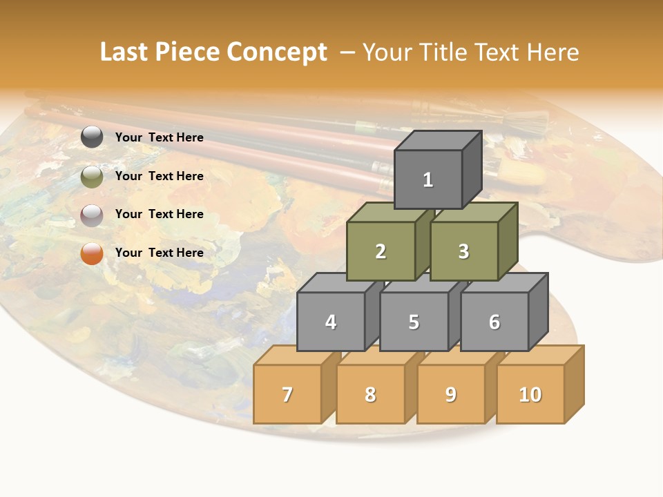 Three Paintbrushes And A Palette On A White Background PowerPoint Template