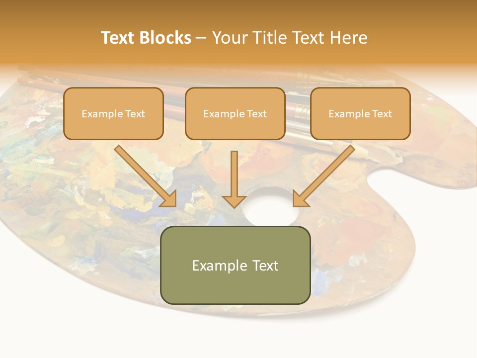 Three Paintbrushes And A Palette On A White Background PowerPoint Template