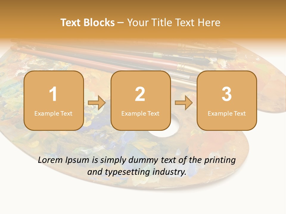 Three Paintbrushes And A Palette On A White Background PowerPoint Template