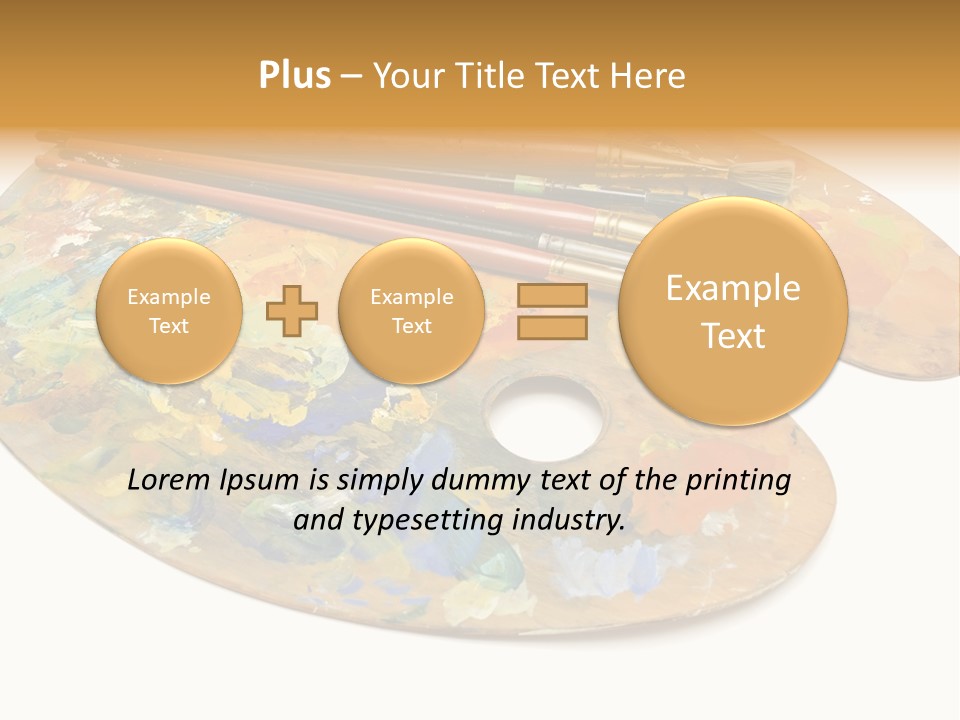 Three Paintbrushes And A Palette On A White Background PowerPoint Template