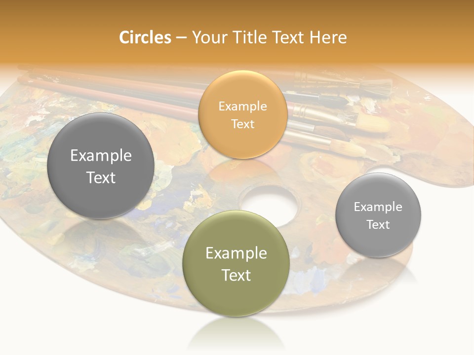 Three Paintbrushes And A Palette On A White Background PowerPoint Template