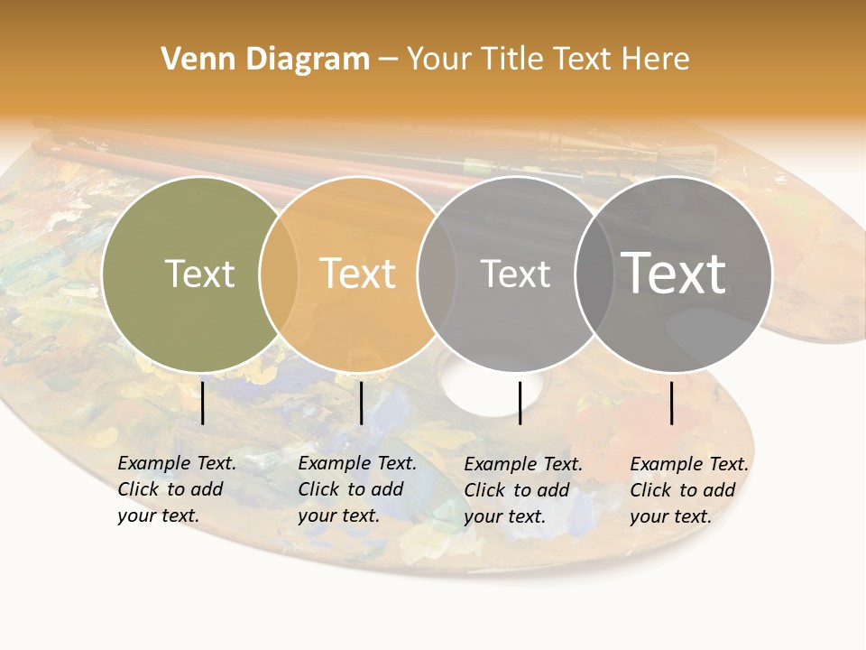 Three Paintbrushes And A Palette On A White Background PowerPoint Template