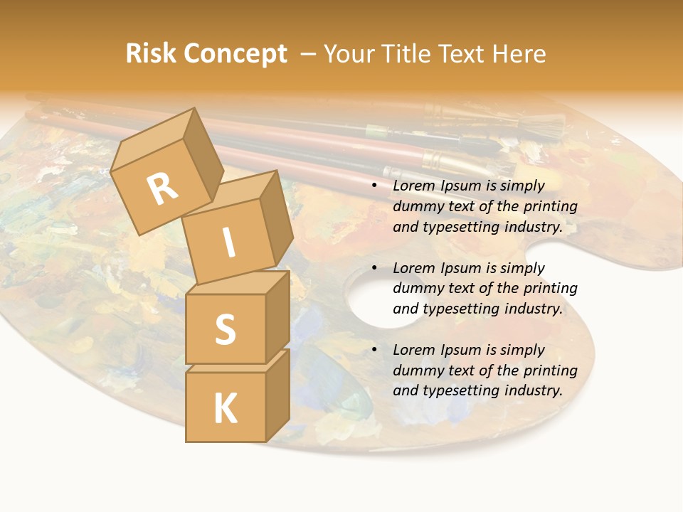 Three Paintbrushes And A Palette On A White Background PowerPoint Template