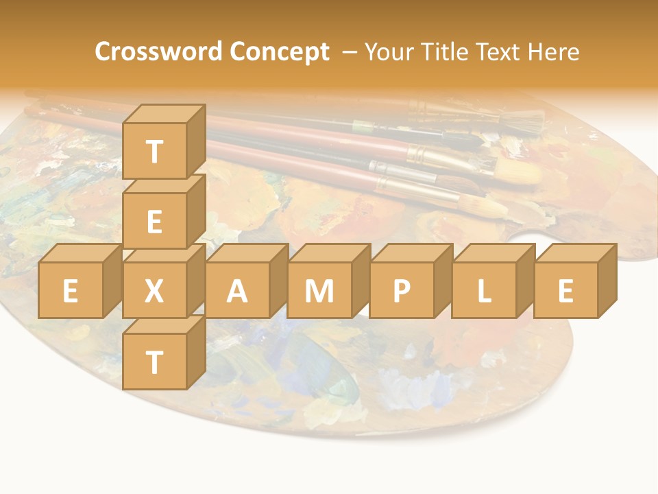 Three Paintbrushes And A Palette On A White Background PowerPoint Template