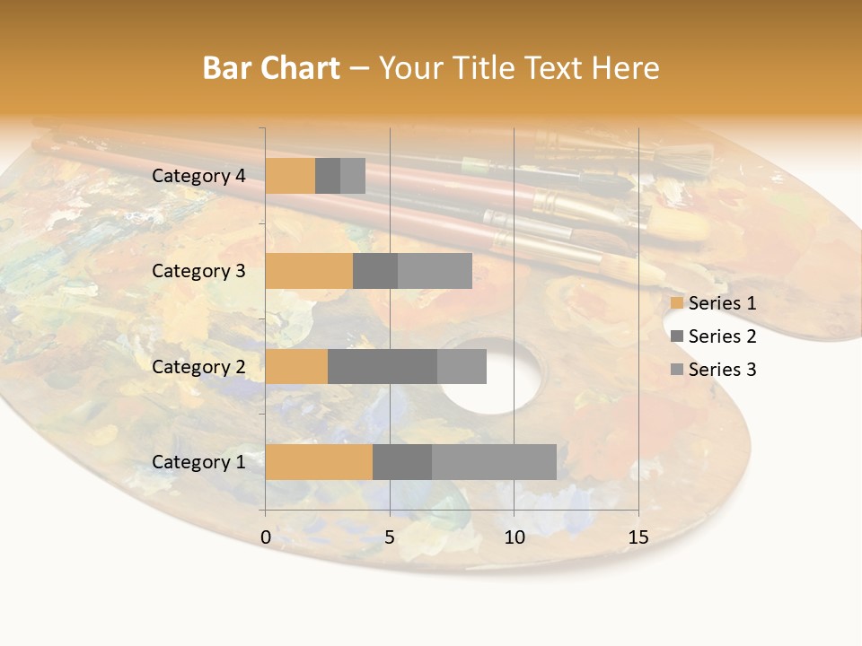 Three Paintbrushes And A Palette On A White Background PowerPoint Template