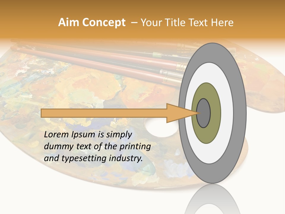 Three Paintbrushes And A Palette On A White Background PowerPoint Template