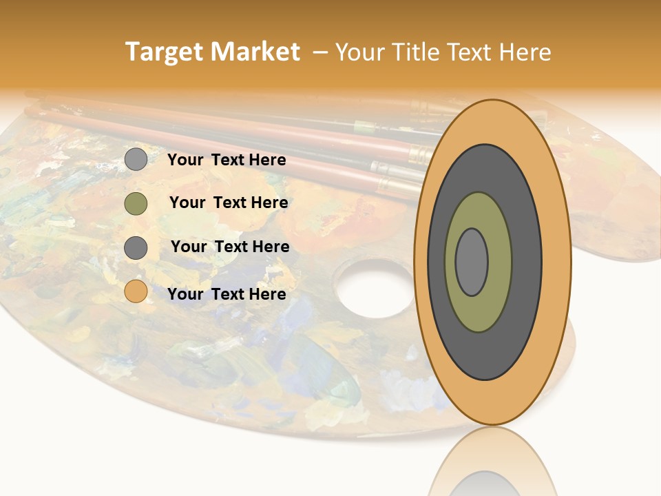 Three Paintbrushes And A Palette On A White Background PowerPoint Template