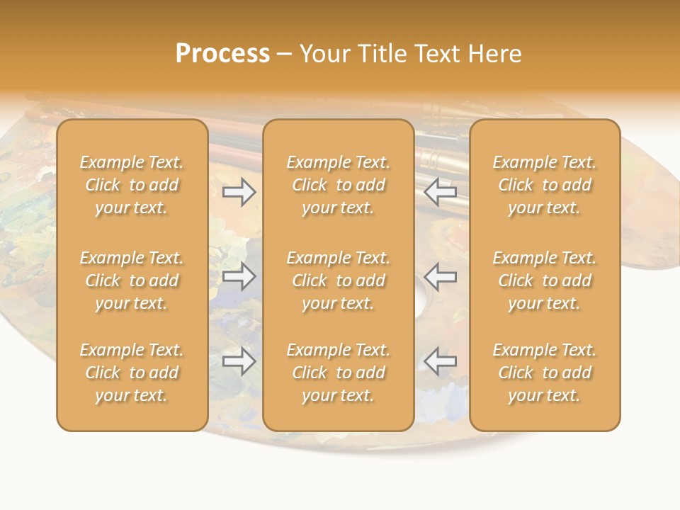 Three Paintbrushes And A Palette On A White Background PowerPoint Template