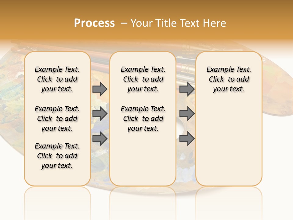 Three Paintbrushes And A Palette On A White Background PowerPoint Template