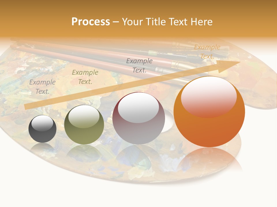 Three Paintbrushes And A Palette On A White Background PowerPoint Template